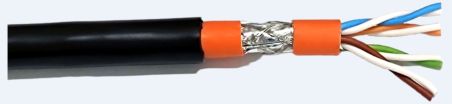 C&acirc;ble Cat.7 int&eacute;rieur/ext&eacute;rieur 1200 MHz AWG23 S/FTP, gaine PE, conducteur FCA renforc&eacute;, conducteur interne DCA, SW&OR, 250 m
