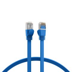 Cordon de raccordement plat RJ45 Cat.6A U/FTP PVC bleu 5 m