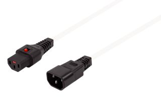 Rallonge &eacute;lectrique C14 180 V - C13 180 V avec verrouillage IEC, blanche, 1 m