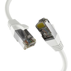 Câble réseau RJ45 CAT8.1 BLANC 1,5 m S/FTP PIMF LSZH 2000 MHz 40 Go