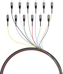 Pigtail en fibre ST OM2 color&eacute;, lot de 2 m - 12 pi&egrave;ces