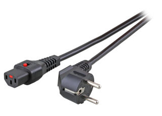 C&acirc;ble d'alimentation CEE7/7 90&deg; - C13 180&deg;, noir, 2 m, 3 x 1 mm&sup2;, verrouillage IEC