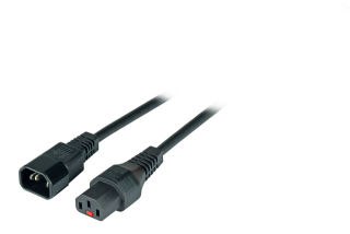 Rallonge C14 180&deg; - C13 180&deg;, noire, 2 m, 3 x 1 mm&sup2;, verrouillable IEC